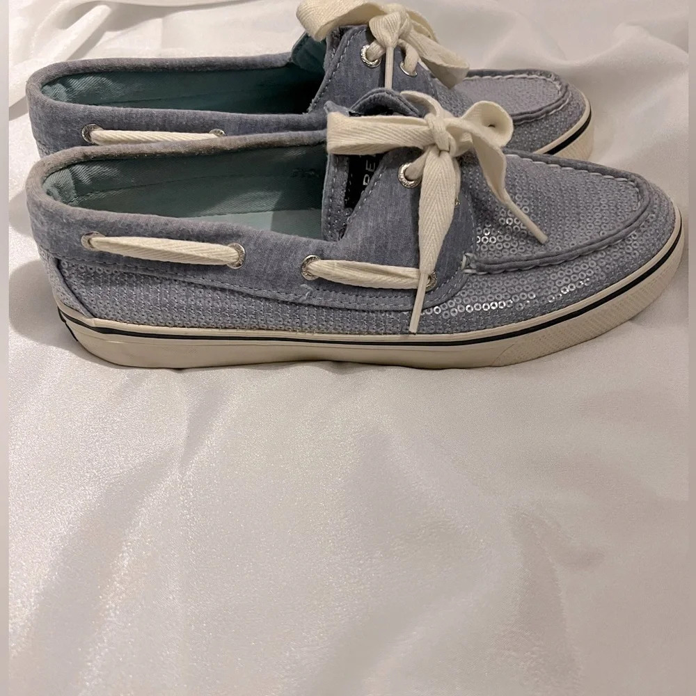 Sperry‎ Bahama blue sequin boat shoes